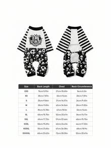 Corpse Bride X SHEIN 1pc Cartoon Graphic Pet Jumpsuit, Loungewear, Sleepwear, Cat/Dog Outfit, Size XXS-XXXXL, Gothic, Love, Victorian Era, Goth - Black and White - View 3