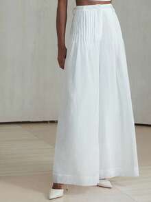 Aveloria Modichic Elegant Pleated Relaxed Wide Leg Women Pants, Comfortable For Vacation - White - View 6