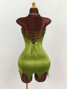 Amplova 万圣节仙女COS露肩露背交叉吊带连衣裙 - 綠色 - 查看 7