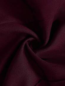 Auvina 大码女装休闲优雅方领纯黑色别致通勤衬衫外套+腰部收紧设计宽松长款直筒裤时尚休闲套装，高端阔腿裤 - 酒紅色 - 查看 8