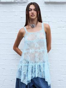 COUREZ Baby Doll Lace Cami Top /Y2K Fall Women Clothes Fall Clothes Cute Tops Going Out Top Winter Clothes Chic Top