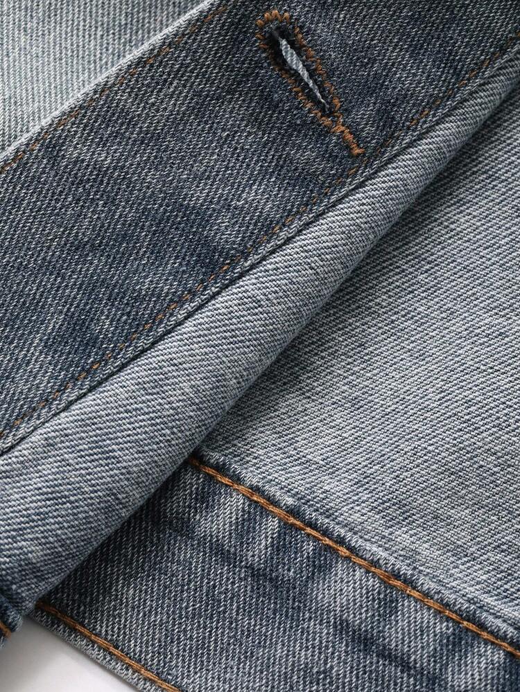 Women's Casual Denim Jacket With Contrast Collar, Autumn