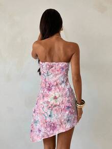 Aloruh Đầm ôm body gợi cảm mini đính sequin thời trang dành cho nữ - Hồng - Xem 2