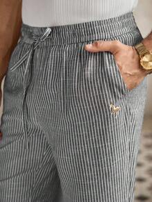 HIMLAND Men's Casual Vertical Striped Tapered Pants, Fall