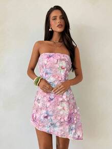 Aloruh Đầm ôm body gợi cảm mini đính sequin thời trang dành cho nữ - Hồng - Xem 6