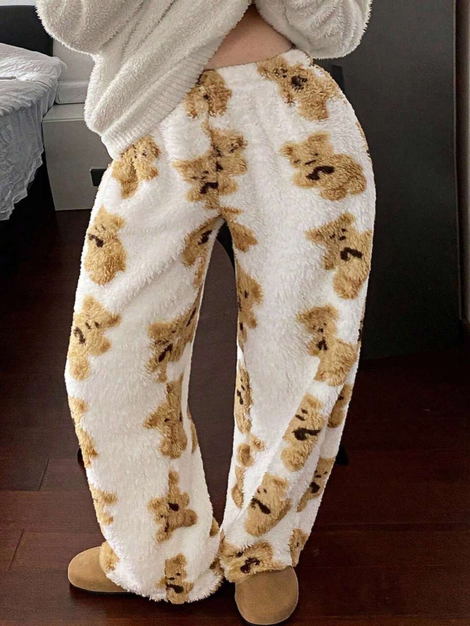 Dazy Plus Thermal Lined Printed Straight Leg Loose Fit Plus Size Women Cozy Fluffy Pajama Bottoms Fall, Winter