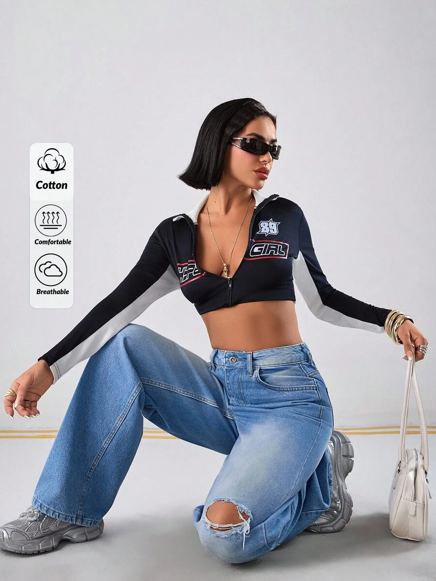 EURMUSE HIGH WAIST CASUAL DENIM STYLE STRAIGHT - Medium Wash - View 1