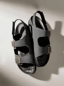 Solecia Men's Thick Sole Slip-On Sandals For Summer Outdoor Wear - Grey - View 1