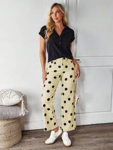 EMERY ROSE Quần jean ống rộng túi chéo chấm bi thường ngày dành cho nữ - Màu Khaki - Xem 5