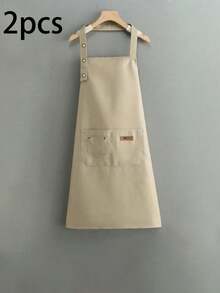 1/2/3/5pcs Apron, Household Waterproof And Oil-Proof Apron, Adjustable Bib Apron, Kitchen Cooking Aprons