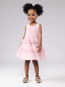 SUMWON Girls Tulle Party Dress Ruffled Tier Special Occasion Princess Birthday Wedding Flower Girl Mini Length Holiday Celebration Pageant Fancy Ballerina Dress