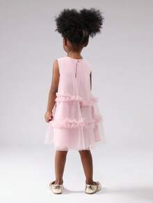 SUMWON Girls Tulle Party Dress Ruffled Tier Special Occasion Princess Birthday Wedding Flower Girl Mini Length Holiday Celebration Pageant Fancy Ballerina Dress