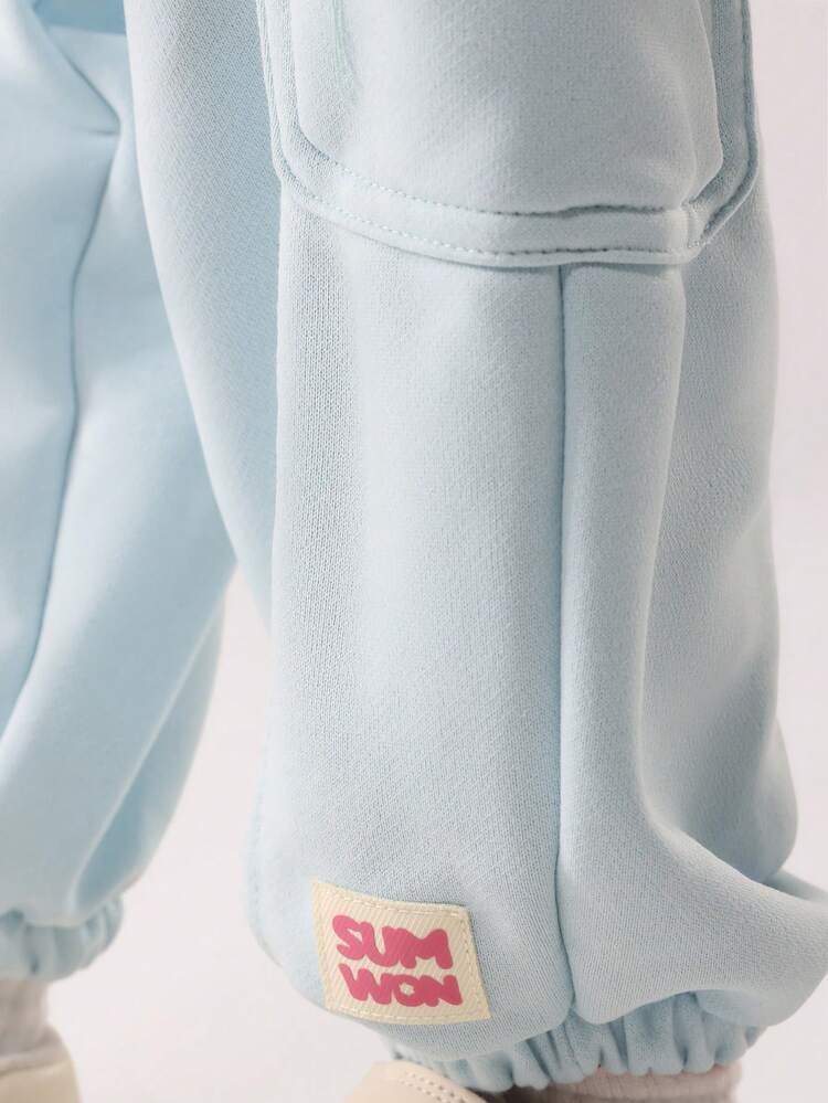 Oversized Sweatshirt And Jogger Set With Pink Text