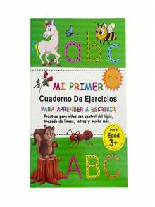 SHEIN Libro de trazado de 32 páginas para niños Lachilly, cuaderno de ejercicios de alfabeto español, libro de práctica de escritura ABC, libro de actividades interactivo de aprendizaje temprano para preescolar - Multicolor - Ver 11