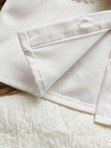 SHEIN Vintaside Kids 女婴白色蕾丝领长袖衬衫，时尚百搭休闲衬衫，舒适时尚，适合日常穿着，春秋季 - 白色 - 查看 8