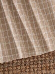 SHEIN 2 件套年轻女孩秋冬装，精致优雅风格加厚背心和格子连衣裙 - 杏色 - 查看 5