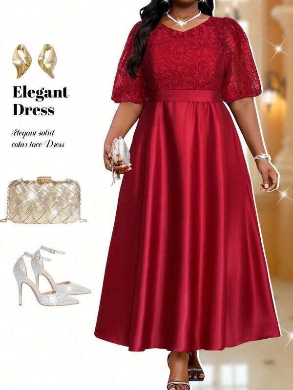 Fleurora 2025 New Plus Size Red Formal Evening Gown (Heavily Embellished) Halloween Costumes Christmas Women's Clothing Christmas Dress Party Dress Wedding Guest Dress For Women Dress For Wedding Guest Elegant Dress For Women Elegant Evening Dress Formal Dress  Formal Plus Size Formal Dress  Evening Dress Chic Wedding  Burgundy Dress Wine Red Dress