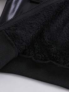 SHEIN Playful Pals 2pcs/Set Toddler Boys Autumn/Winter Glossy Thermal Lined Jacket And Elastic Waist Thermal Lined Pants, Suitable For School, Casual, Personalized, Long Sleeve, Streetwear, 6M-3T, Children Outfit, Infant Clothing Fall - Black - View 6