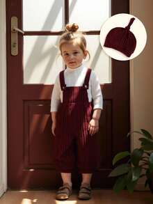 女嬰小高領T恤&背帶連身褲&帽 - 彩色 - 查看 8