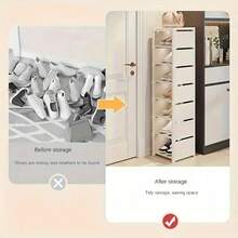 SHEIN 1 件可调节 4/6/8 层金属鞋架，带防尘罩，节省空间，易于组装，适用于入口、卧室、走廊，适合放置运动鞋 - 彩色 - 查看 12