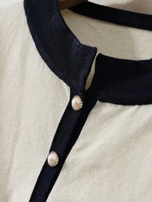 GlowEve 女士时尚通勤休闲圆领单排扣修身开衫配腰带，适合圣诞节、新年、感恩节礼物、秋冬季