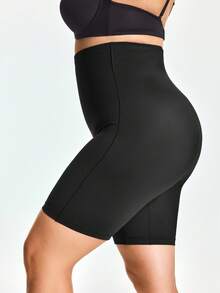 SHAPORA Pantalones cortos moldeadores de unicolor de talla grande para mujer - Negro - Ver 3