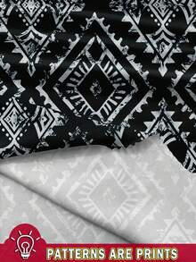 EMERY ROSE 大码宽松褶皱几何印花背心，适合春夏季节和音乐会穿着