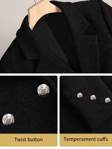 Franclia Going Out French Retro Fashion Commuting H-Shaped Professional Slim Temperament Sequined Black Suit Women's Autumn And Winter Single-Breasted Suit Jacket Party Dance Ladies Fashion Suit Jacket