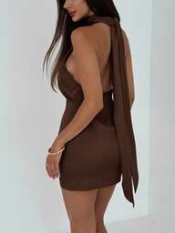 Aloruh Kadınlar İçin Şık, Seksi, Tek Renk, Omuzdan Askılı Kısa Elbise