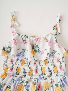 Joliand Joliand 1 pièce Robe nuisette élégante à fleurs éparpillées pour jeune fille, convient pour le port casual quotidien, les voyages, la plage, les rassemblements, les fêtes, les mariages, les pique-niques, l'été - Multicolore - Voir 6