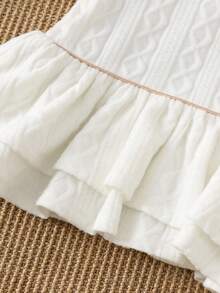PrepCrw Áo nỉ cổ tròn màu trắng có gân, kiểu dáng thanh lịch, dễ thương cho bé gái, màu kaki, đính nơ, thích hợp cho mặc hàng ngày, đi chơi, tụ họp, mùa thu và mùa đông, quần áo mùa thu cho bé gái, quần áo mùa đông cho bé gái, ngày lễ. - Màu be - Xem 6