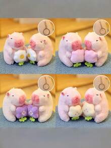 1 件水豚毛绒玩具钥匙扣挂件，柔软毛绒动物背包挂饰，汽车装饰配件，送给钥匙扣爱好者的礼物（水豚 3，可爱水豚毛绒玩具）。水豚毛绒玩具，水豚，可爱毛绒水豚。