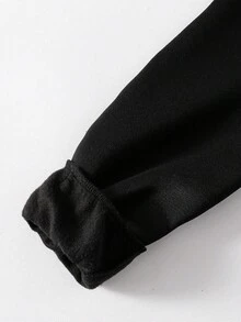 Teen Boy All-Match Graphic Print Versatile Hooded Zip-Up Sweatshirt Fall Winter - Black - View 6