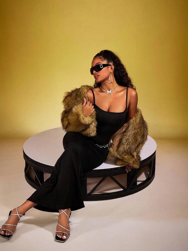 INAWLY 女士纯色简约休闲吊带裙