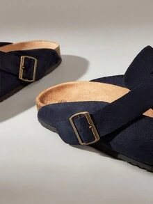 Solecia Men's Casual Versatile Solid Color Sandals - Navy Blue - View 6