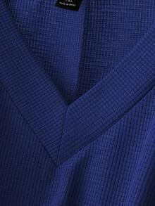 EMERY ROSE Plus Size Casual Solid Color Loose T-Shirt, Autumn - Blue - View 4