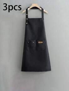 1/2/3/5pcs Apron, Household Waterproof And Oil-Proof Apron, Adjustable Bib Apron, Kitchen Cooking Aprons