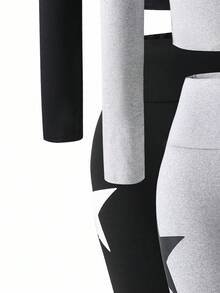 Set de 2 piezas Conjunto de moda para adolescentes con top de manga larga ajustado + pantalones de manga larga acampanados, adecuado para primavera/otoño - Multicolor - Ver 7