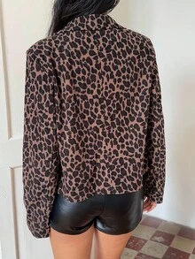 SHEIN Unity Sacou damă casual la modă cu imprimeu leopard, toamnă - Multicolor - Vizualizare 2