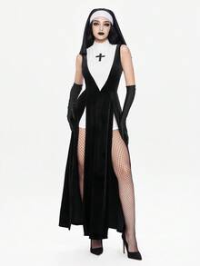 ROMWE Avant Disfraz sexy y oscuro de juego de roles de moda para Halloween - Negro - Ver 6