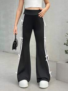 Firerie Kids Firerie Kids Nova Glow Tween 女童侧条纹喇叭休闲裤，撞色丝带和蝴蝶结装饰，适合返校和日常穿着 - 彩色 - 查看 5