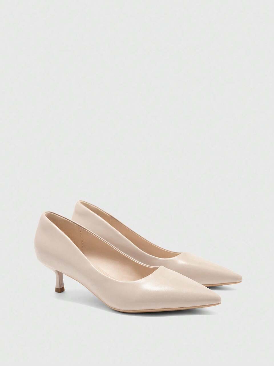 CUCCOO BIZCHIC Women's Apricot Pointed Toe Kitten Heel Slip-On Pumps, Comfortable For Commuting, Dating, Party, Vacation, Office Wear For Christmas Spring Shoes