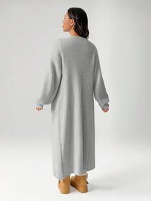 SHEIN PETITE 女士秋冬外出保暖开衫，秋季女装，时尚女装 - 灰色 - 查看 2