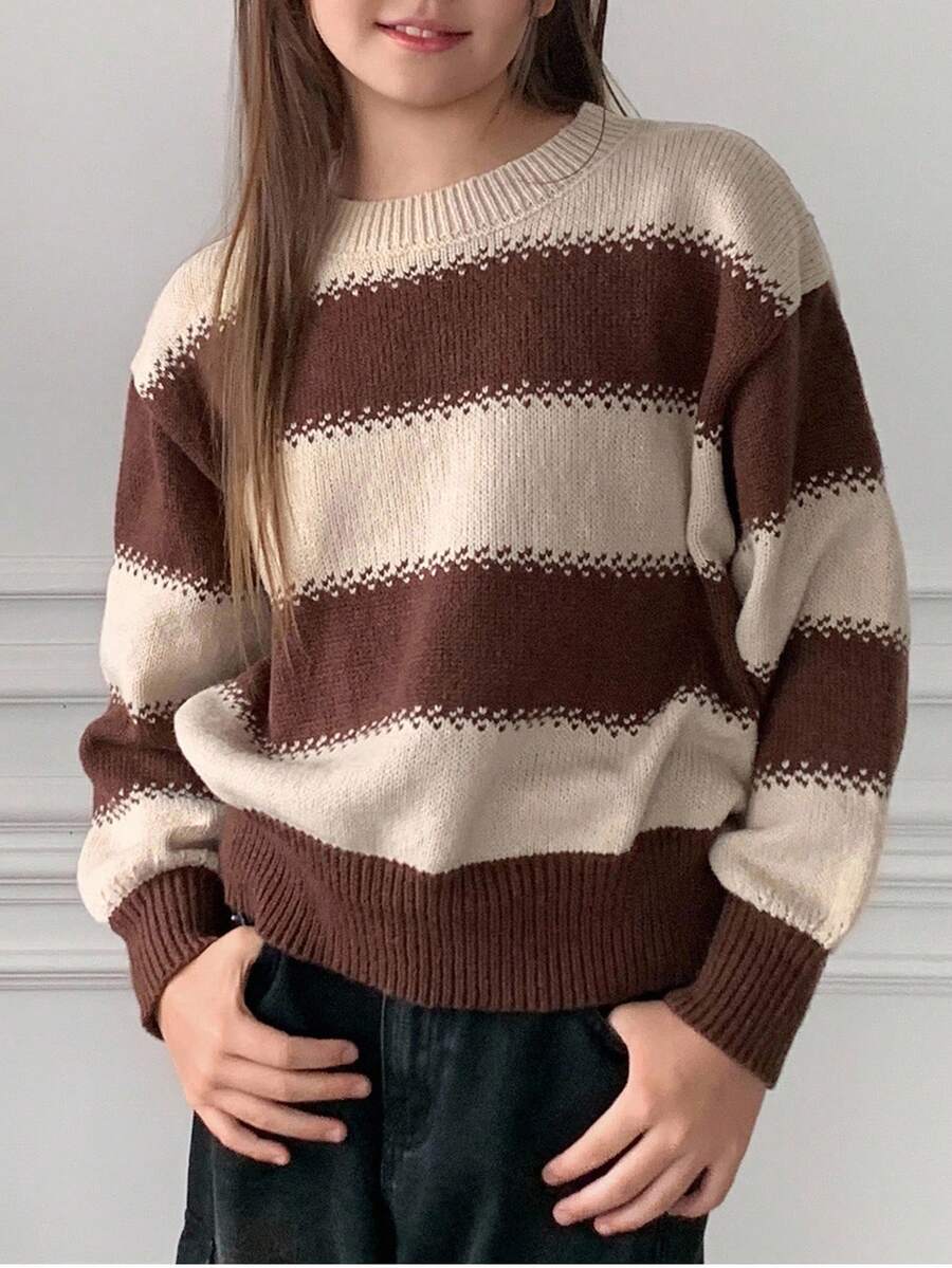 DAZY Tween Girls Daily Casual Sweater, Fall - Brown - View 1