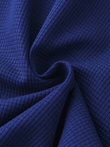 EMERY ROSE Plus Size Casual Solid Color Loose T-Shirt, Autumn - Blue - View 5