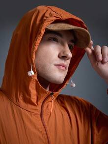 DRIFTMERE 夏季新款纯色男士户外运动夹克，长袖防晒跑步健身外套，适合冬季、春夏户外穿着 - 橘色 - 查看 8