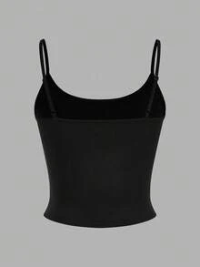SHEIN EZwear 4 件女式黑色、棕色、粉色、白色紧身短款休闲背心，适合夏季 - 彩色 - 查看 4