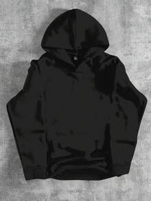 SHEIN Bolty 青少年男童休闲简约 Y2K 风格涂鸦手绘嘻哈运动街头卡通图案宽松加厚卫衣，适合秋冬季穿着 - 黑色 - 查看 3