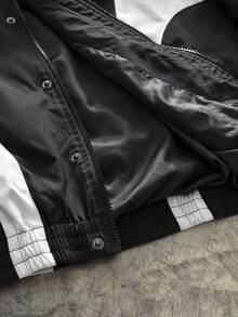 AXEPEAK 男士梭织休闲宽松长袖夹克，秋冬 - 黑與白 - 查看 6