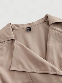 SHEIN MOD 女式休闲翻领插肩袖风衣，秋季 - 駝色 - 查看 3